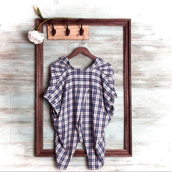 Madewell Central Open Back Shirt - Linus Plaid Sm - Picture 4 of 10